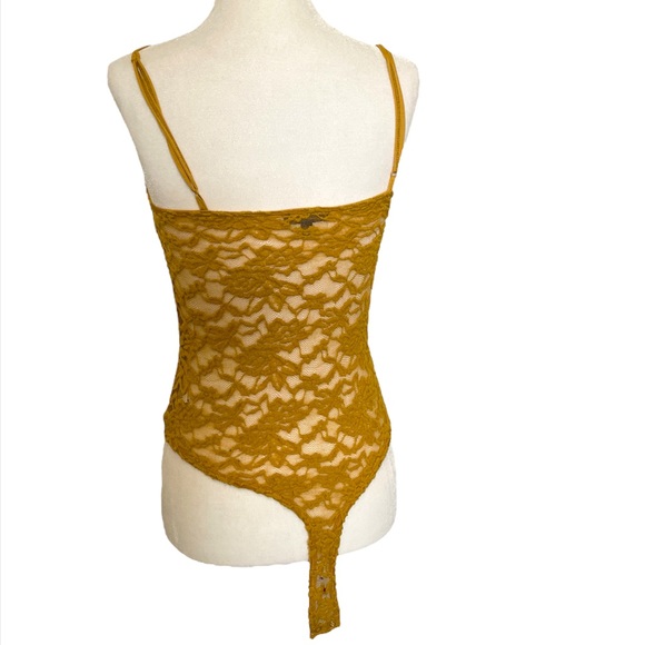 ❤️‍🔥3/$22❤️‍🔥 Mustard yellow cheeky floral lace cami bodysuit - Picture 4 of 13